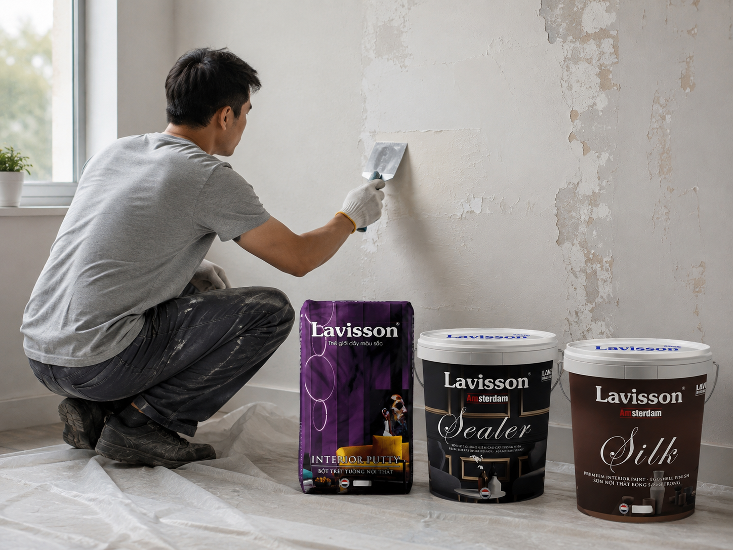 Xử lý lớp sơn cũ trước khi sơn lại nhà