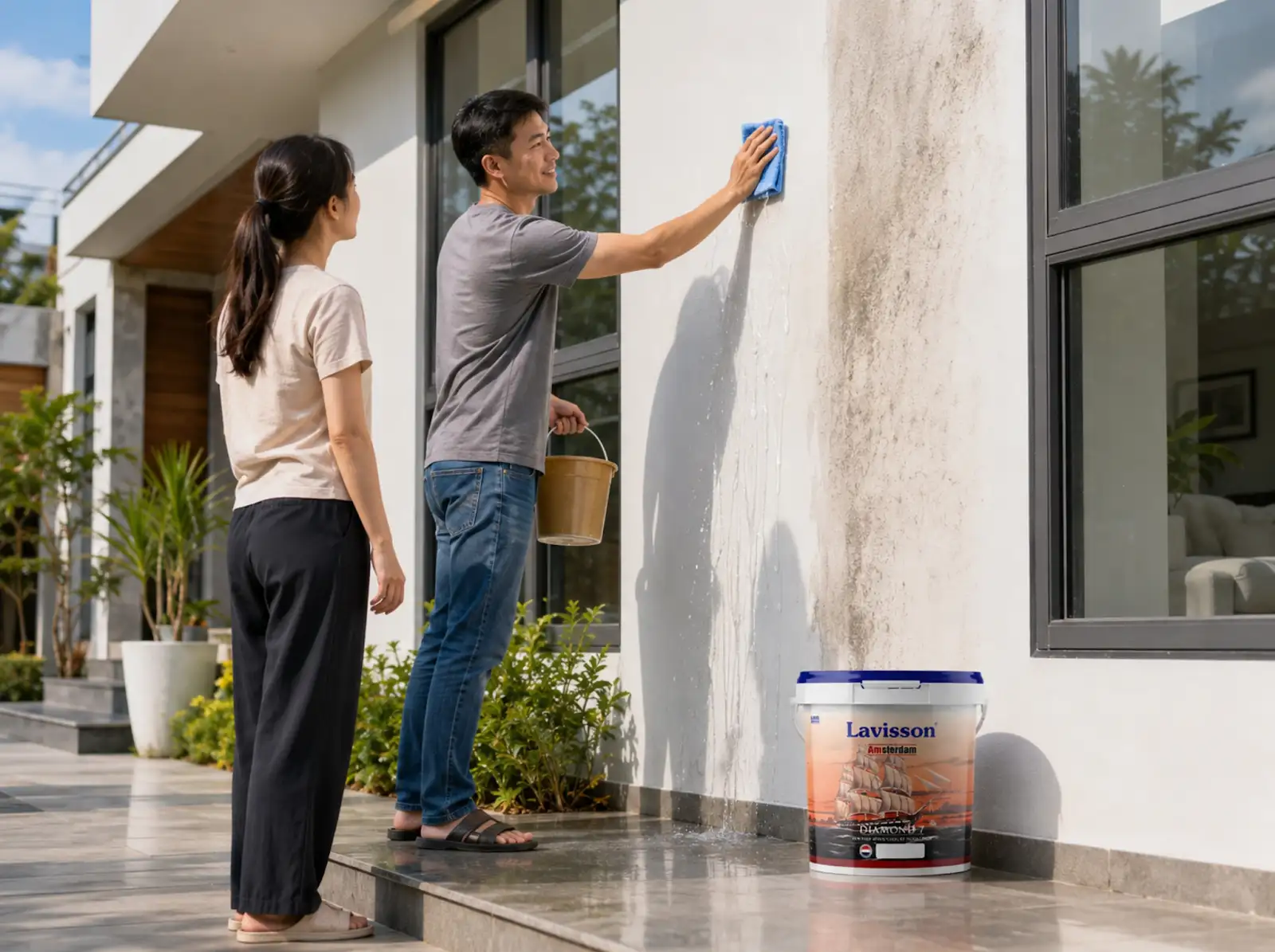 Vệ sinh bề mặt sơn ngoại thất đúng cách