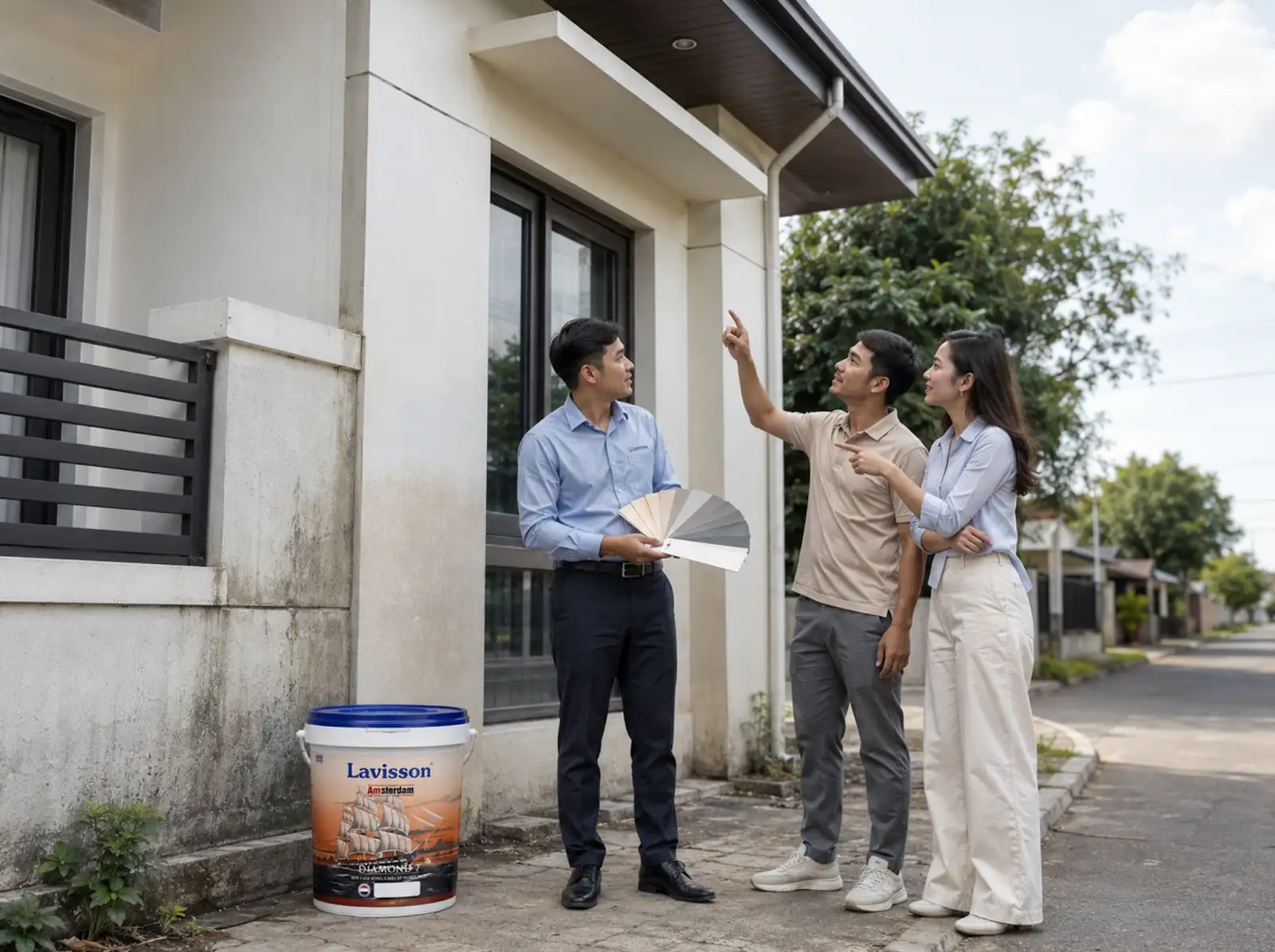 Đánh giá vị trí và nguyên nhân bụi bám trên mặt tiền