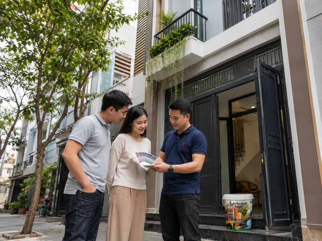 Sơn ngoại thất cho nhà phố: checklist chọn màu, độ bóng và lớp lót