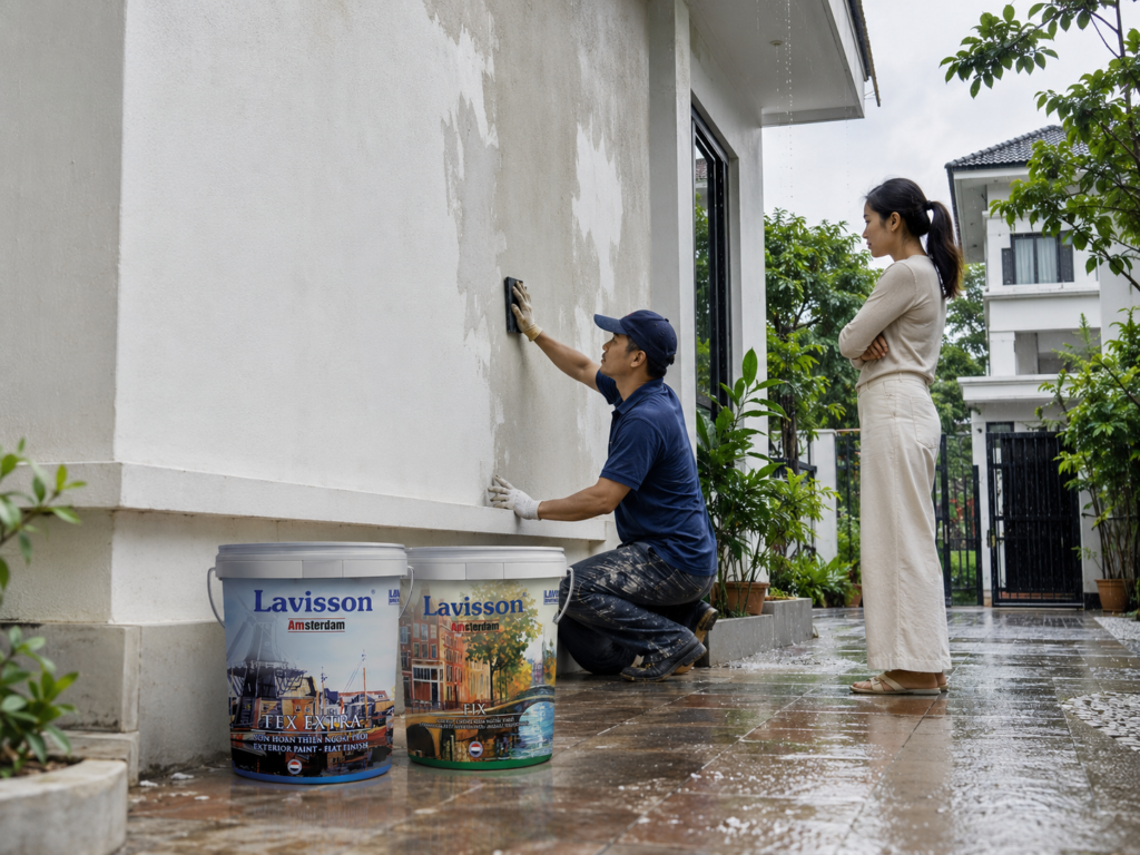 Sơn ngoại thất mùa mưa: điều kiện nền và thời tiết cần kiểm tra