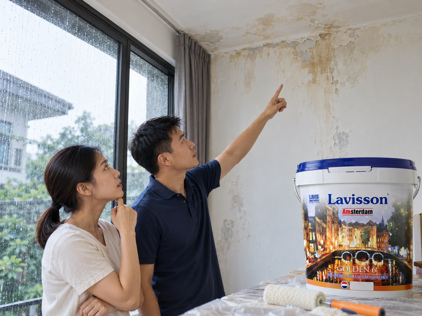 Tường bị thấm sau mưa: cách xác định nguồn ẩm trước khi chọn sơn chống thấm