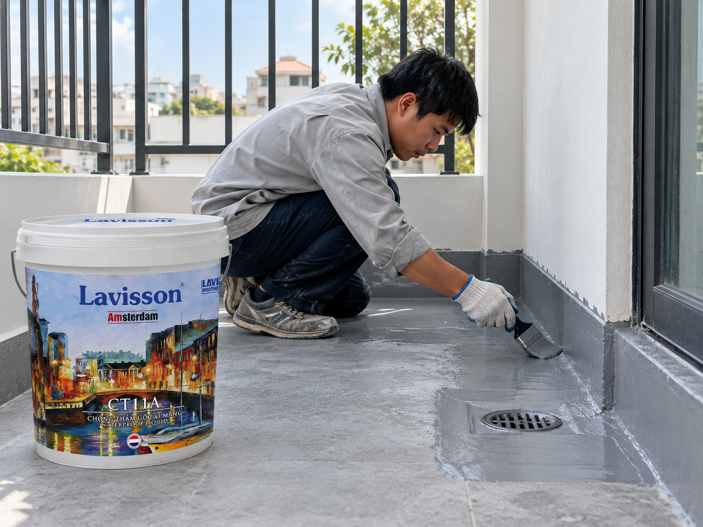 Minh họa xử lý đường tiếp giáp sàn và tường ban công