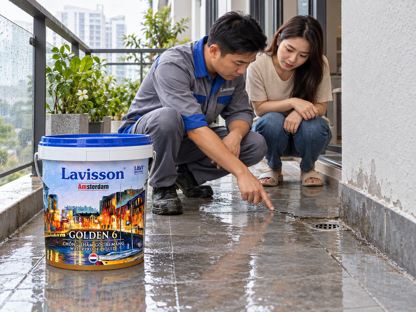 Đối chiếu các vị trí cần xử lý trên ban công với gia chủ